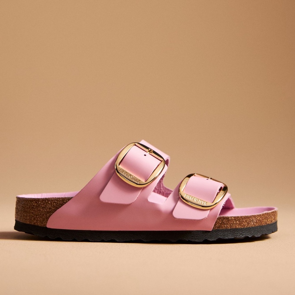 Birkenstock Pink Double-Strap Sandals with Gold Buckles - Picture 2 of 6
